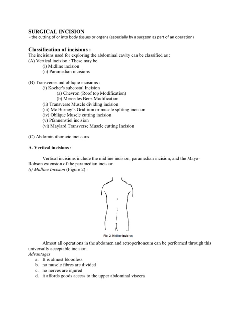 Surgical Incision Techniques Overview | PDF | Abdomen | Thorax