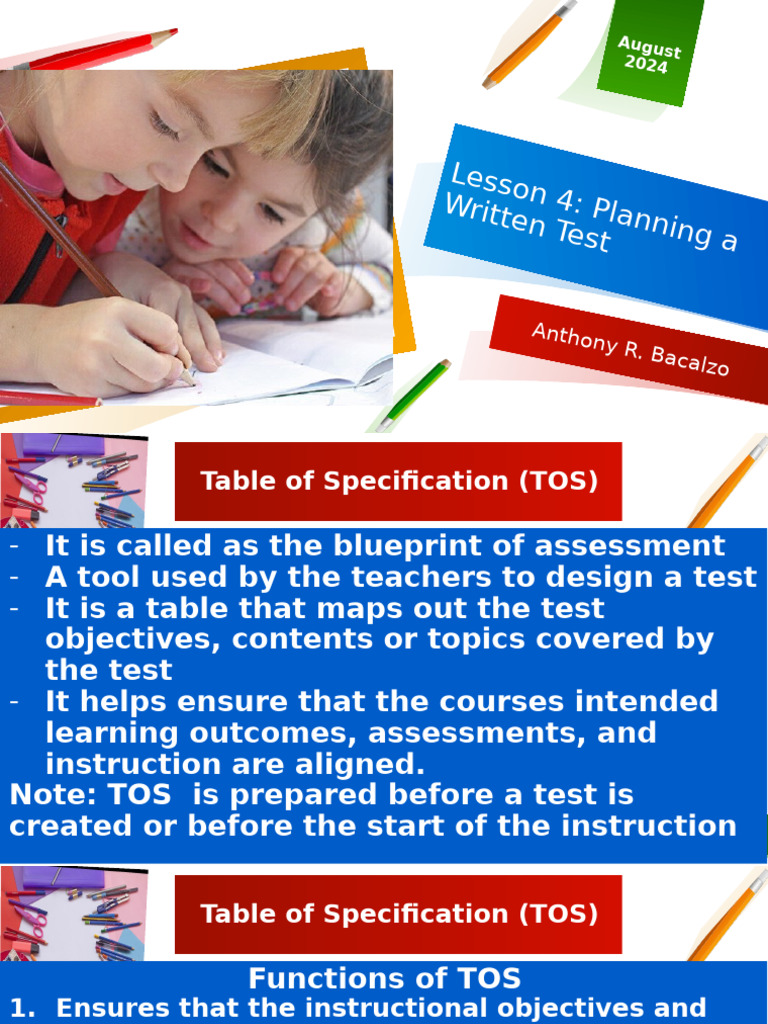 Planning a Written Test: TOS Guide | PDF | Theory | Career & Growth