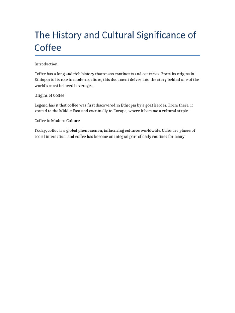 The History and Cultural Significance of Coffee | PDF