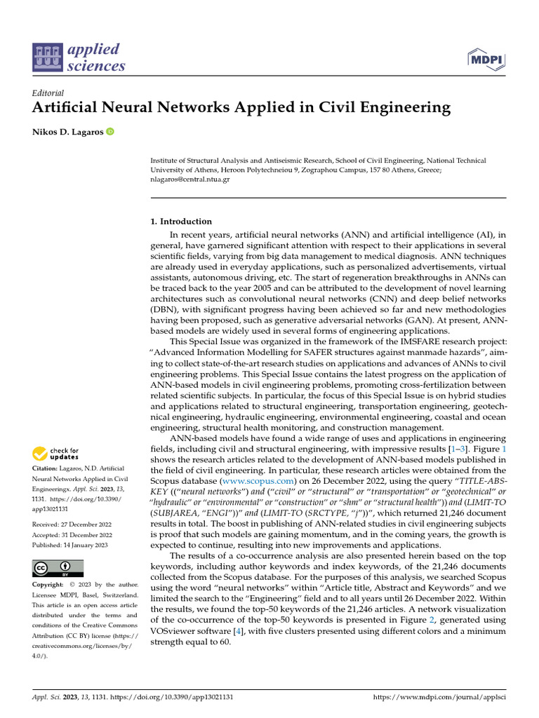 Artificial Neural Networks Applied in Civil Engineering | PDF