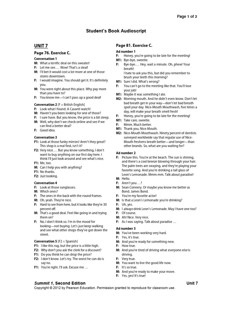 Unit 07 Audioscript | PDF