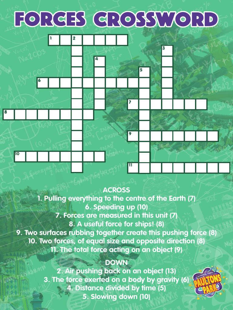 Forces Crossword KS3 PDF