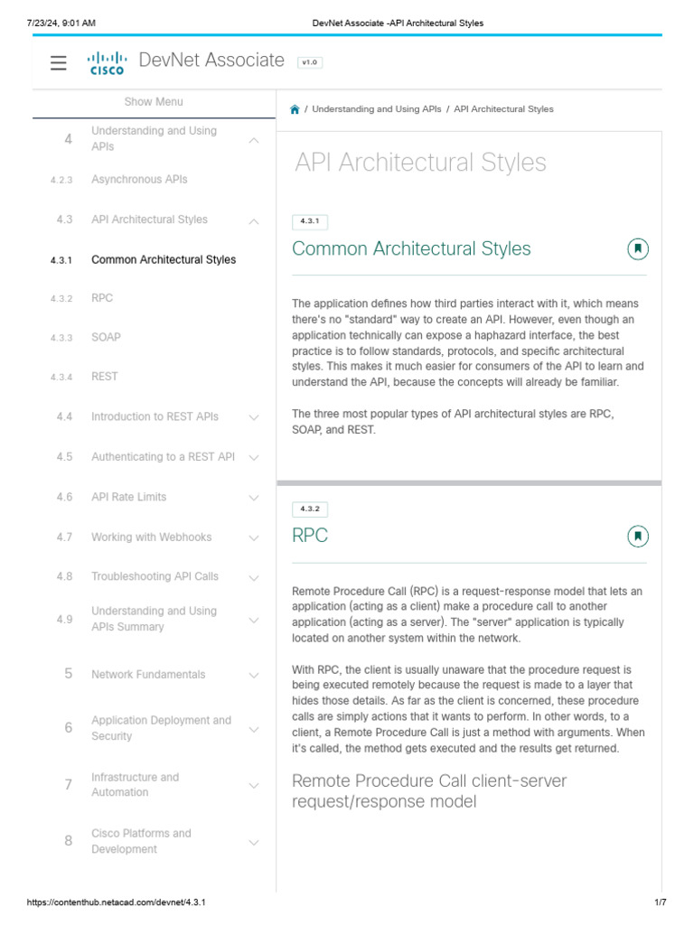 DevNet Associate - API Architectural Styles | PDF