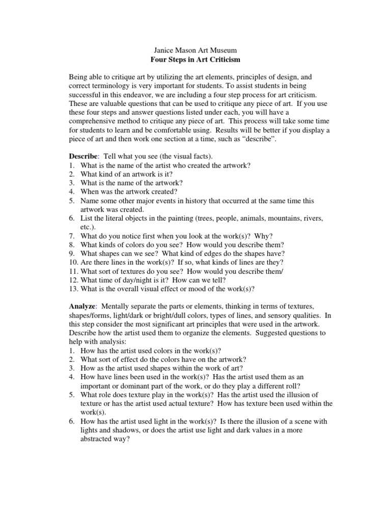 what are the three main types of art criticism