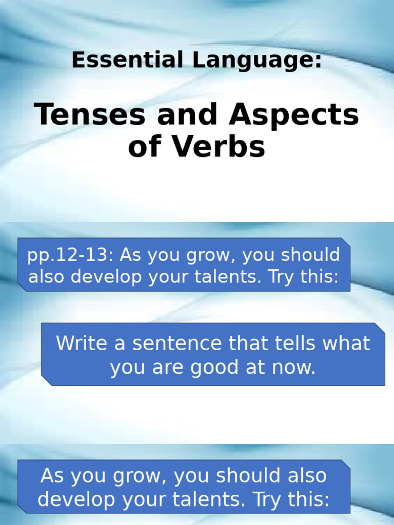 Lesson 1.4-Language Flight-Tenses and Aspects of Verbs | PDF