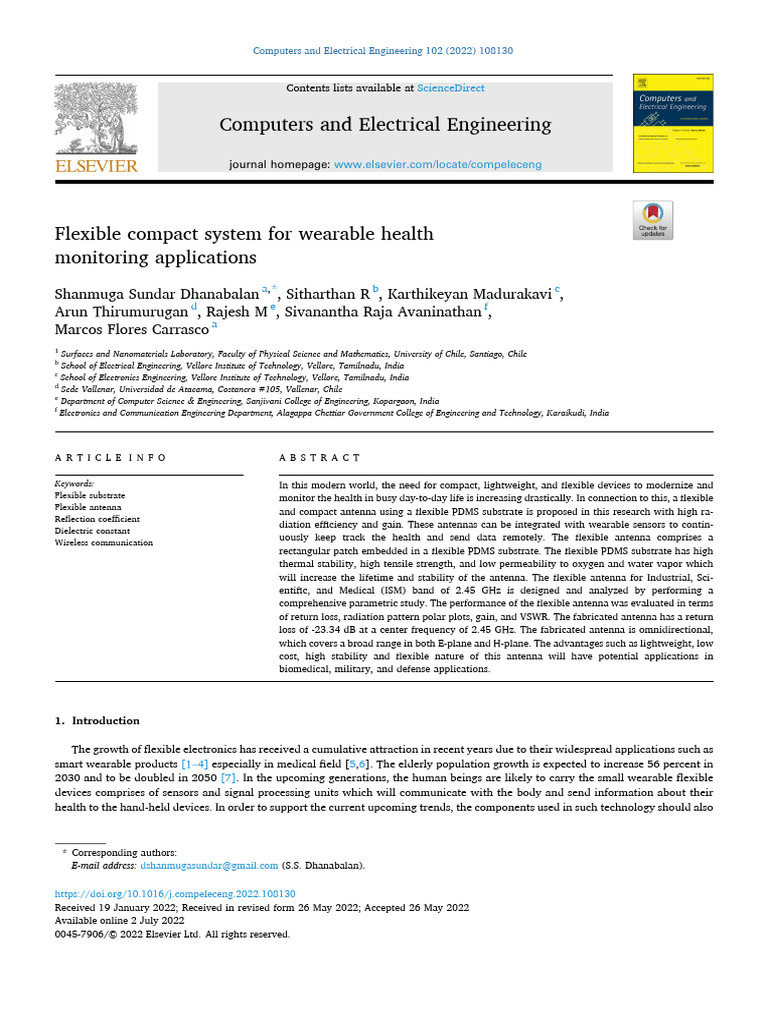 Flexible Compact System For Wearable Health Monitoring Applications | PDF