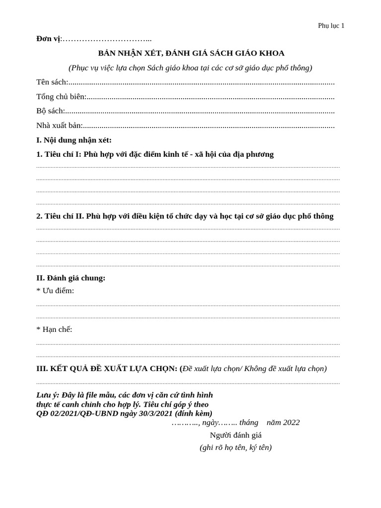 Phu Luc 1 | PDF
