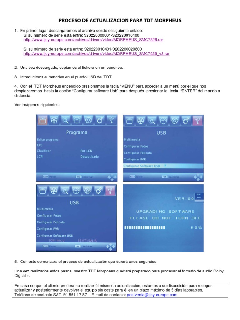 Actualización TDT Morpheus paso a paso | PDF | Informática