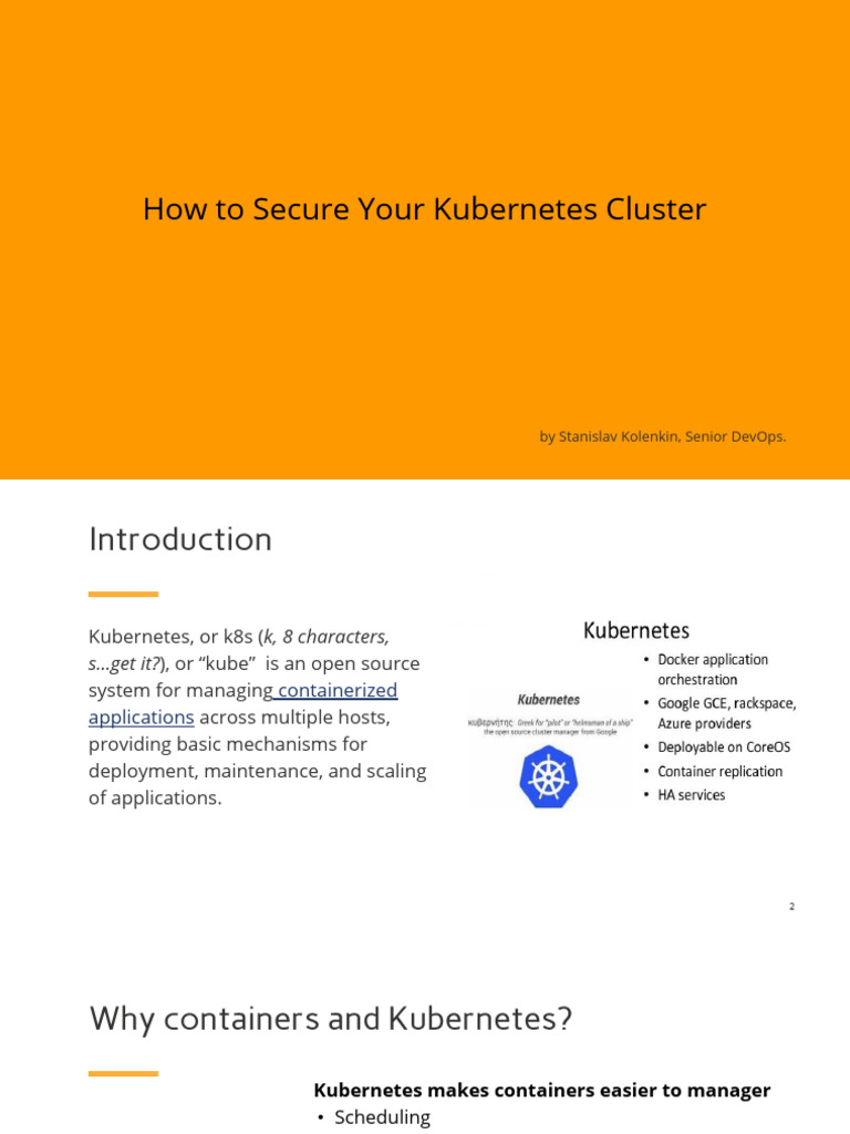 How To Secure Your Kubernetes Cluster | PDF