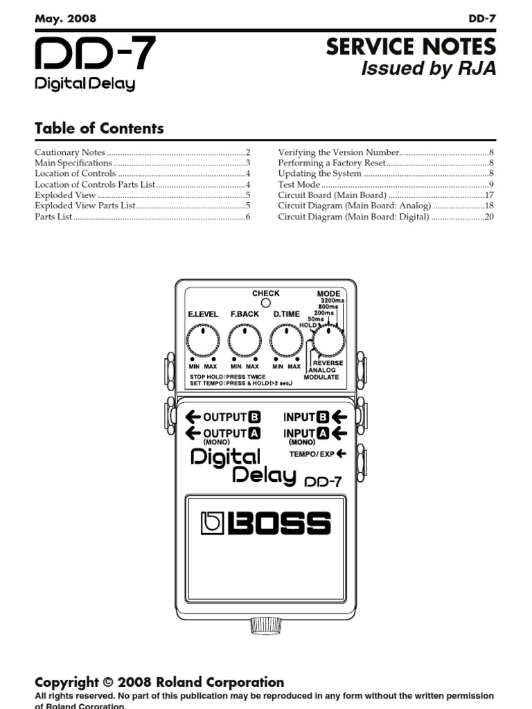 Boss DD-7 Service Notes | PDF | Power Supply | Electrical Wiring