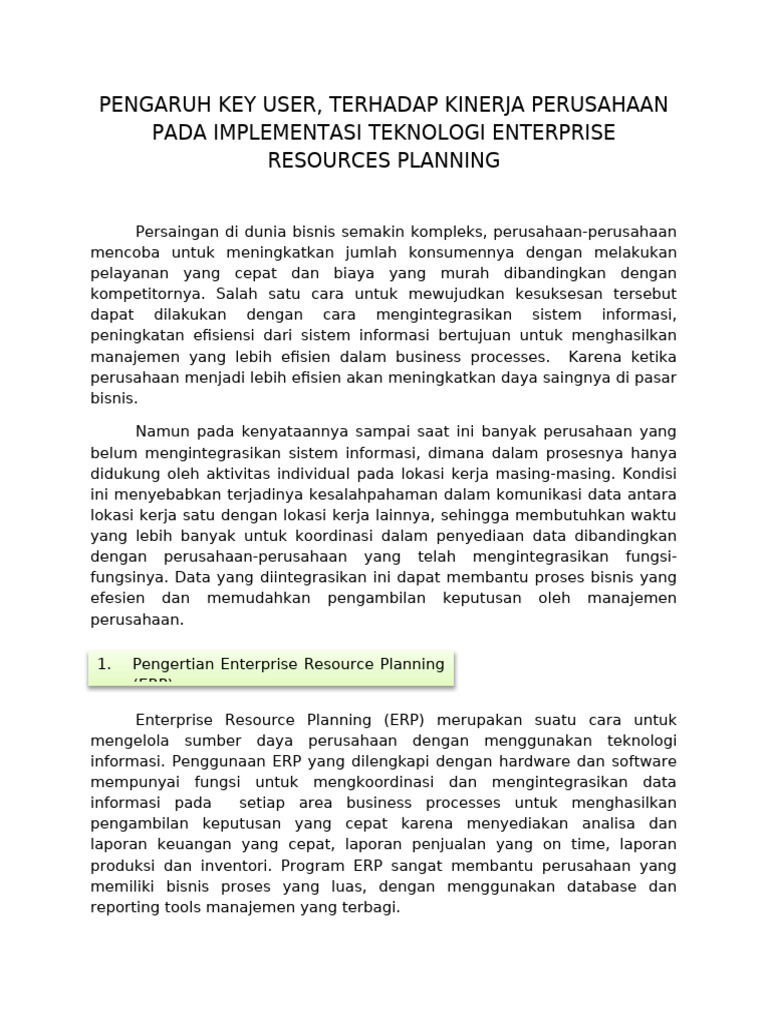 Pengaruh Key User | PDF
