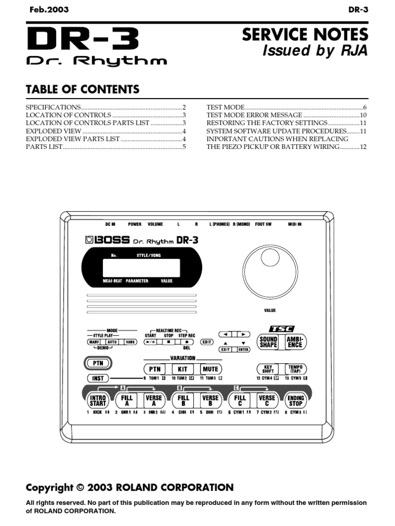 Boss DR-3 Service Notes | PDF | Light Emitting Diode