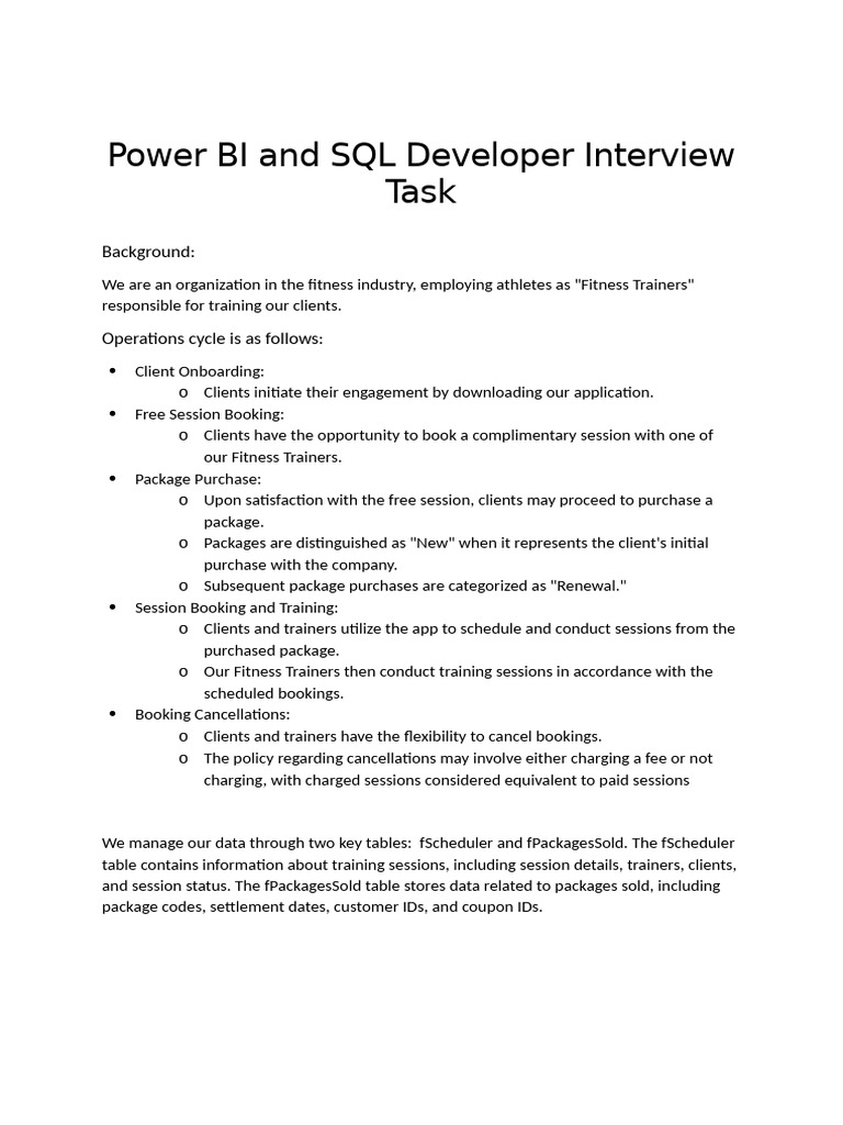 Power BI Interview - Problem Statement | PDF