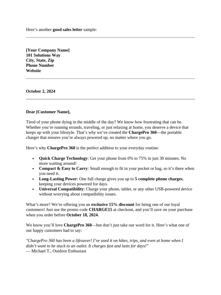 Sample Good Sales Letter-04 | PDF