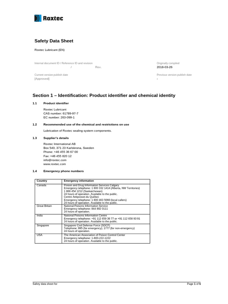 Roxtec Lubricant En Pdf Ciencia Y Matemática
