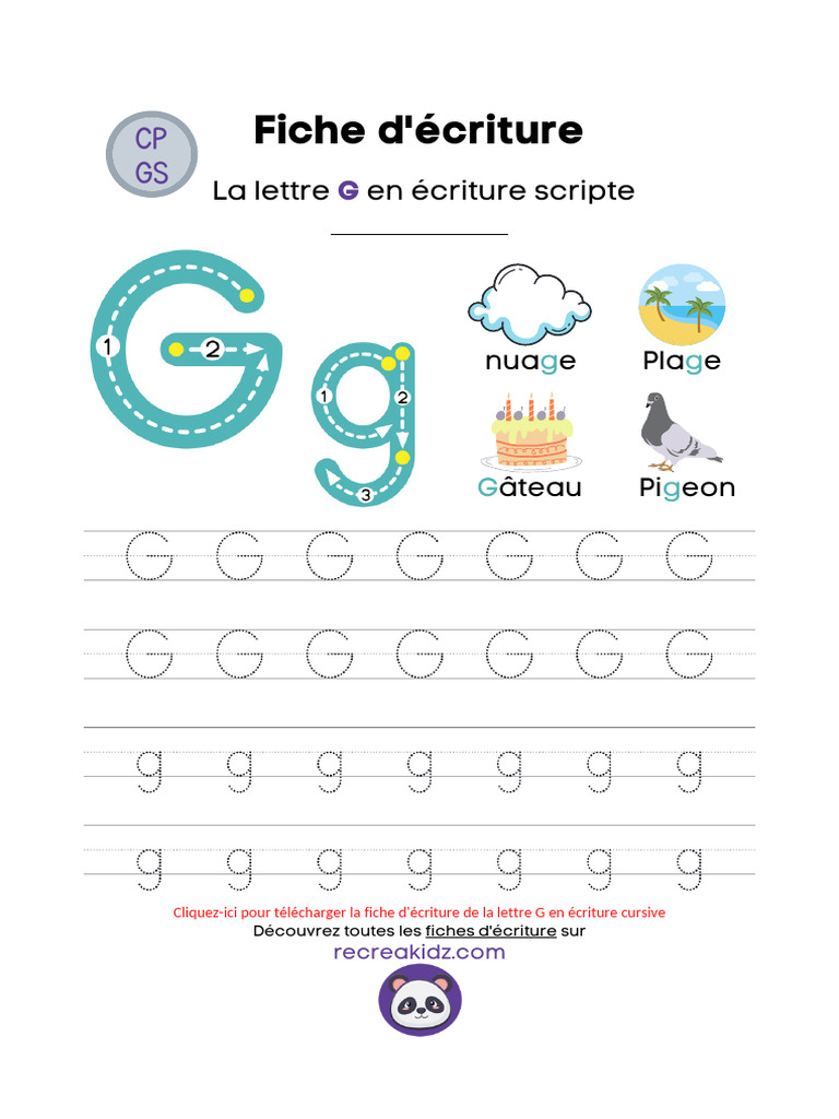 La Lettre G En Cursive