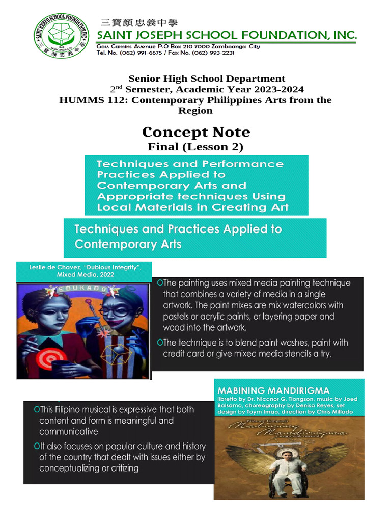 HUMMS 112 Final Lesson 2 Techniques and Performances | PDF