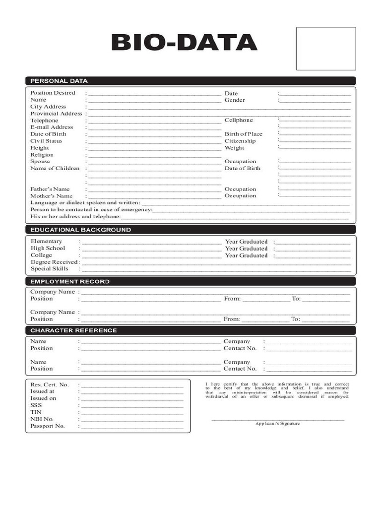 Biodata | PDF