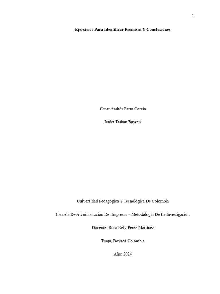Ejercicios para Identificar Premisas Y Conclusiones | PDF