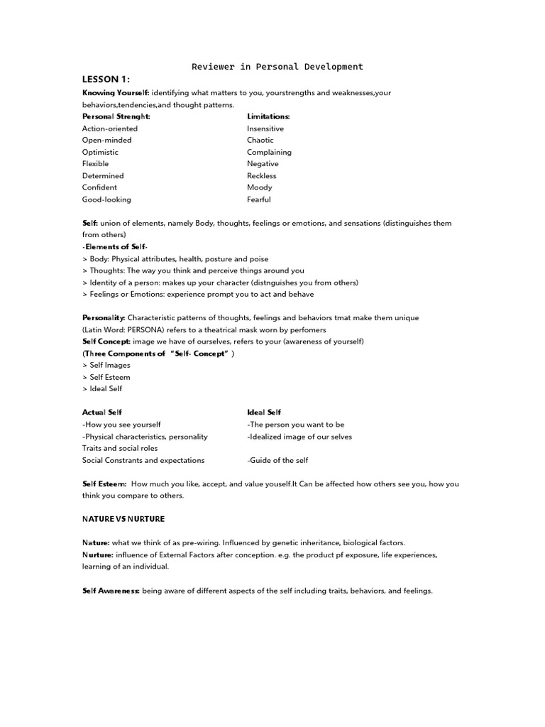 Reviewer in Personal Development | PDF