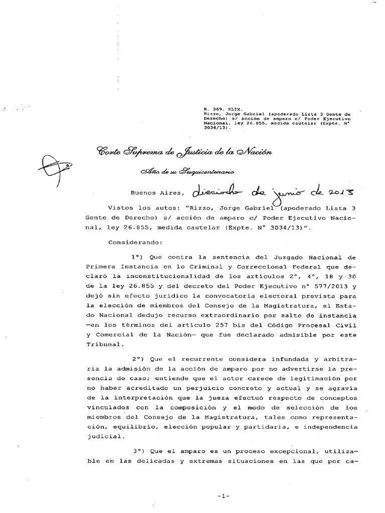 CSJN Declara Inconstitucional Reforma Del Consejo en El Expediente de ...