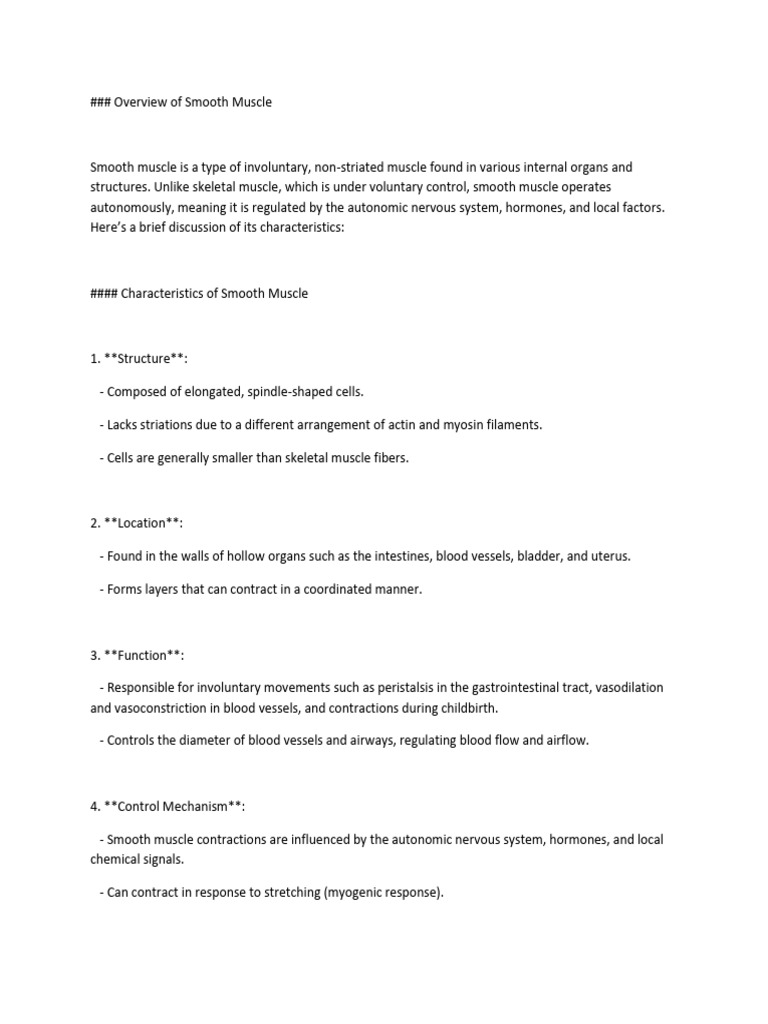 Overview of Smooth Muscle | PDF
