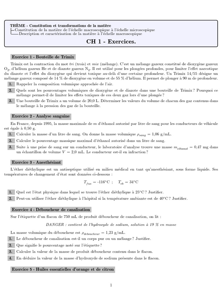 CH1 Exercices | PDF