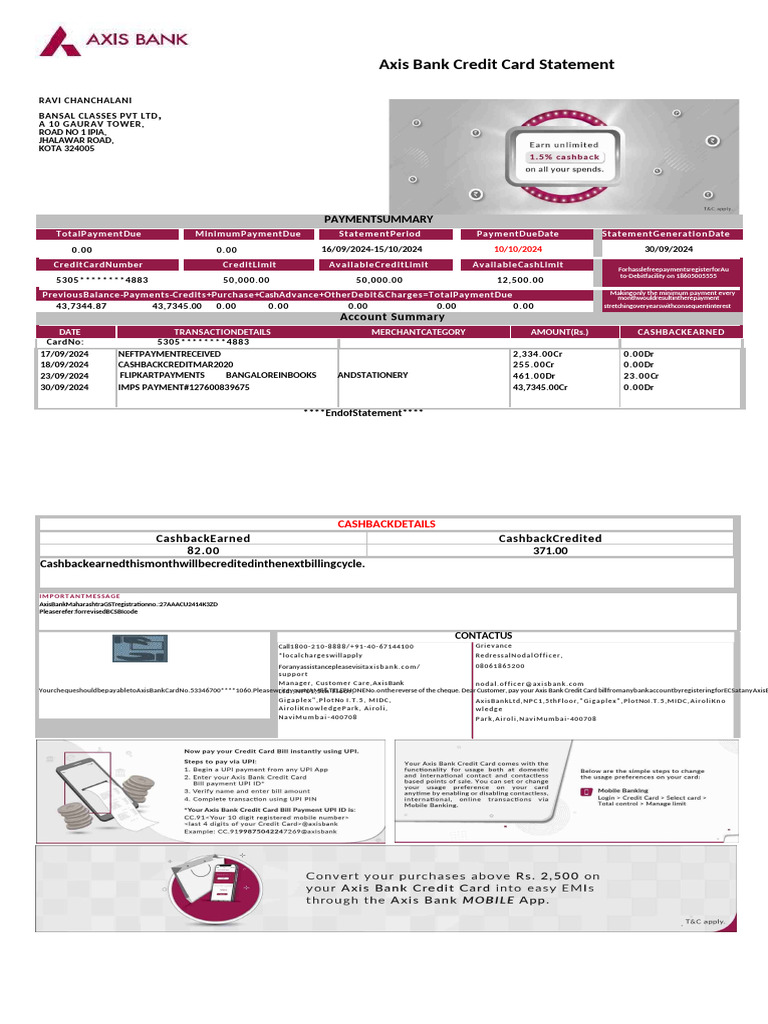 Credit Card Statement 5 1 | PDF