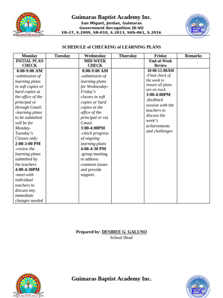 Schedule For LP Checking | PDF