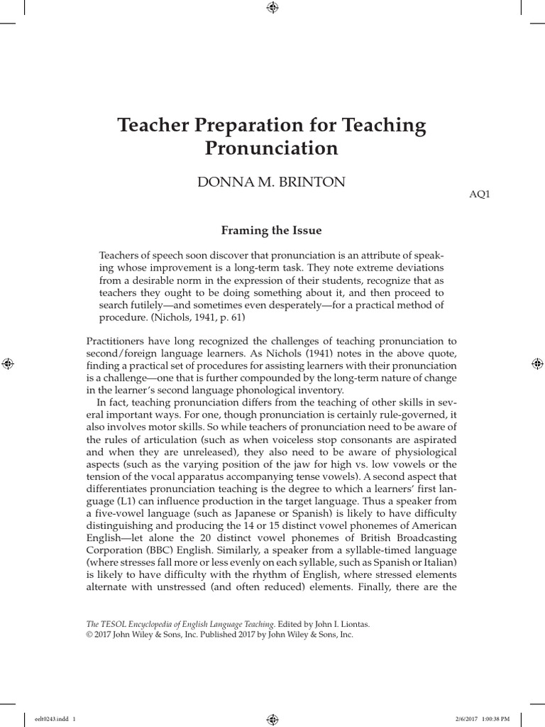 TESOL Pronunciation Teaching Guide | PDF | Stress (Linguistics ...