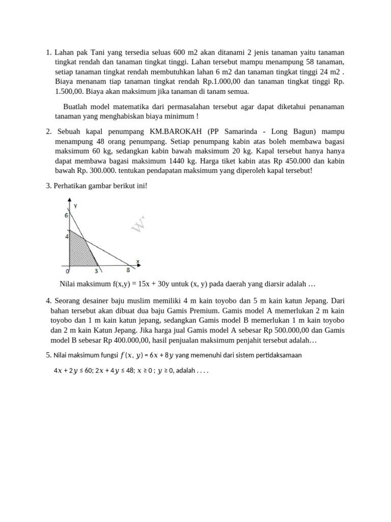 Soal Program Linear Pdf