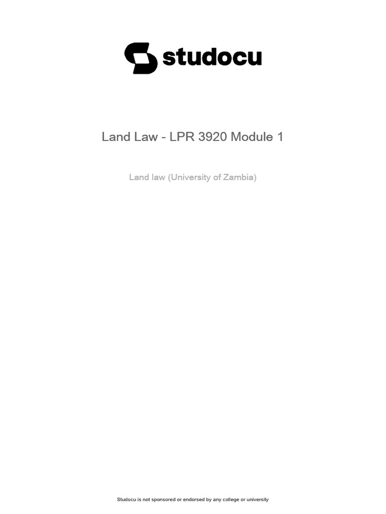 Land Law LPR 3920 Module 1 | PDF