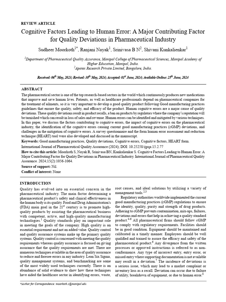 Cognitive Factors Leading To Human Error | PDF