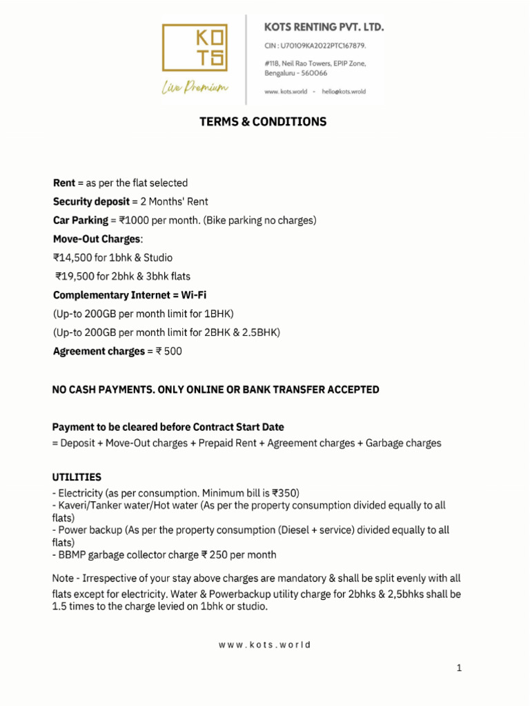 Terms and Condition Sample Agreement | PDF