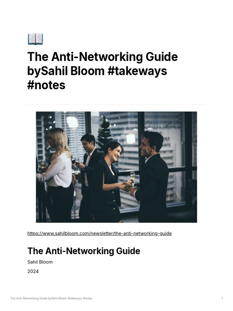 The Anti-Networking Guide Bysahil Bloom Takeways Notes | PDF