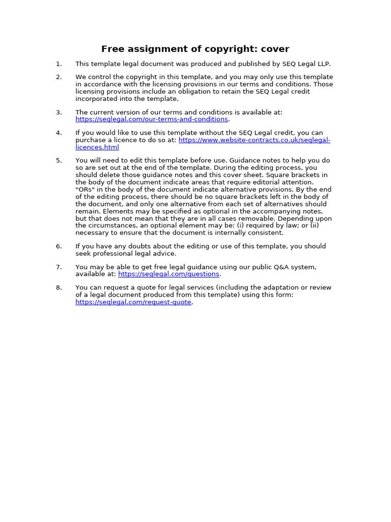 Free Assignment of Copyright | PDF