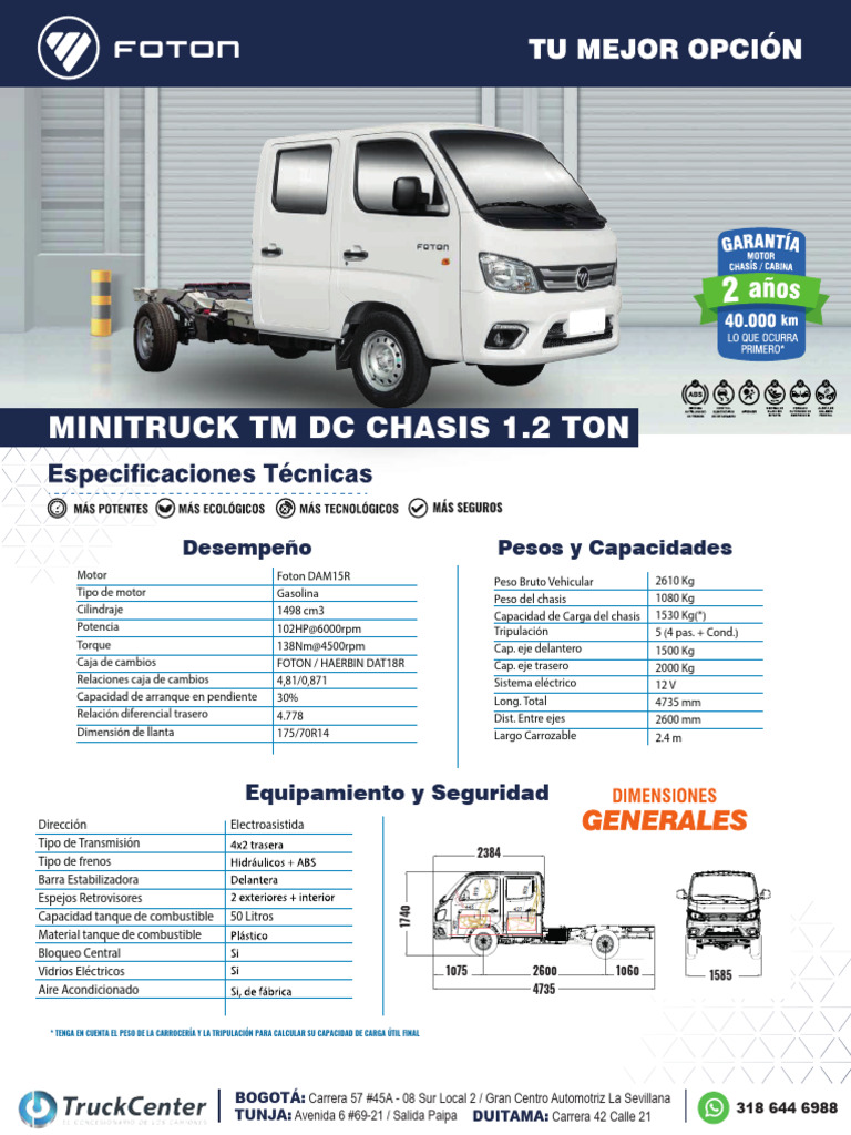 Minitruck Dc Chasis 1.2 Ton 1 | PDF