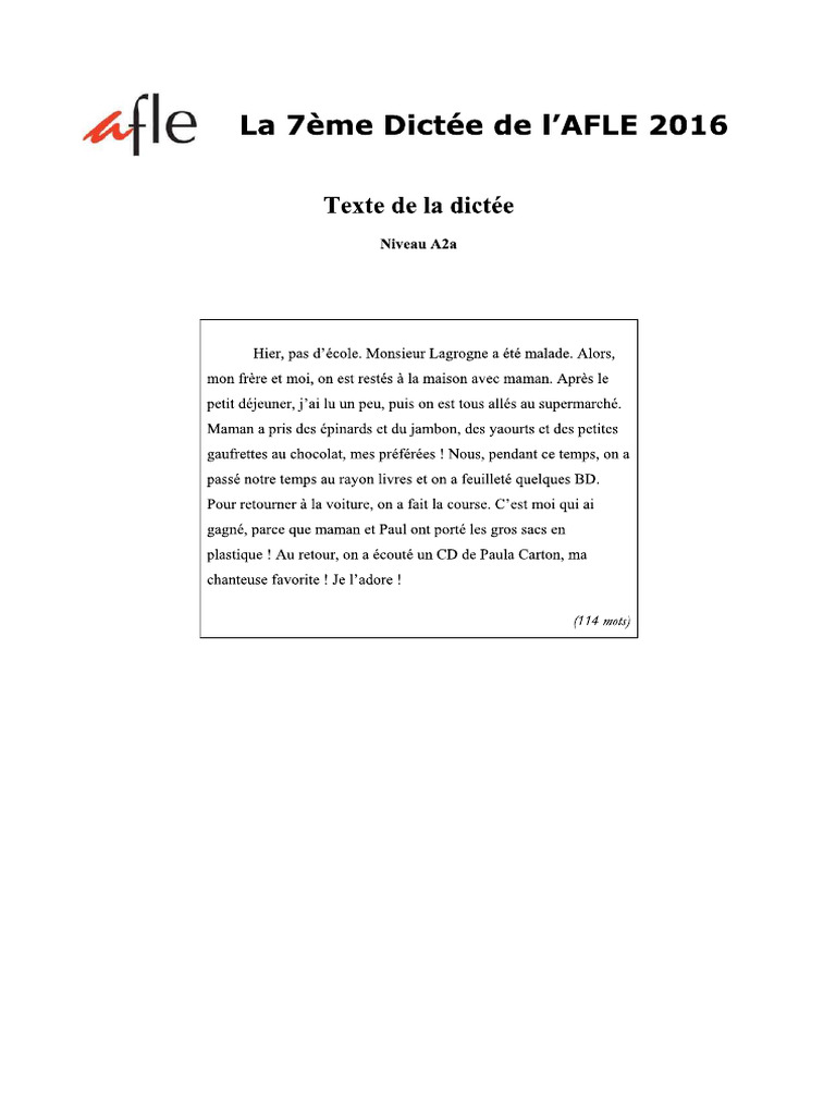 Dictée 1 | PDF