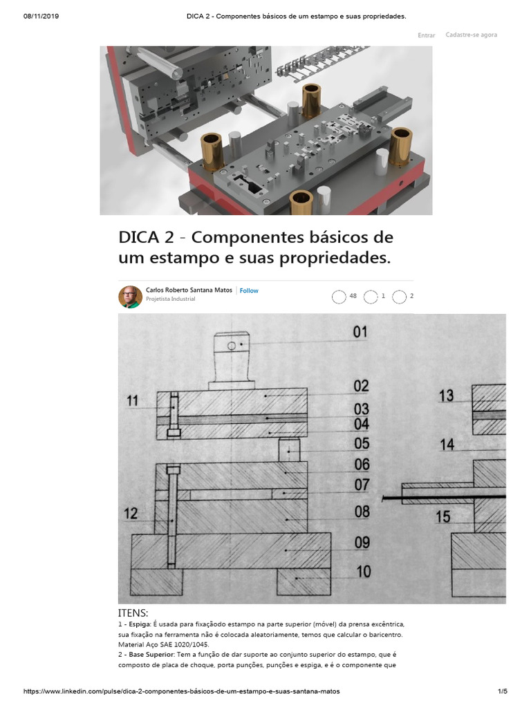 DICA 2 - Componentes Básicos de Um Estampo e Suas Propriedades | PDF