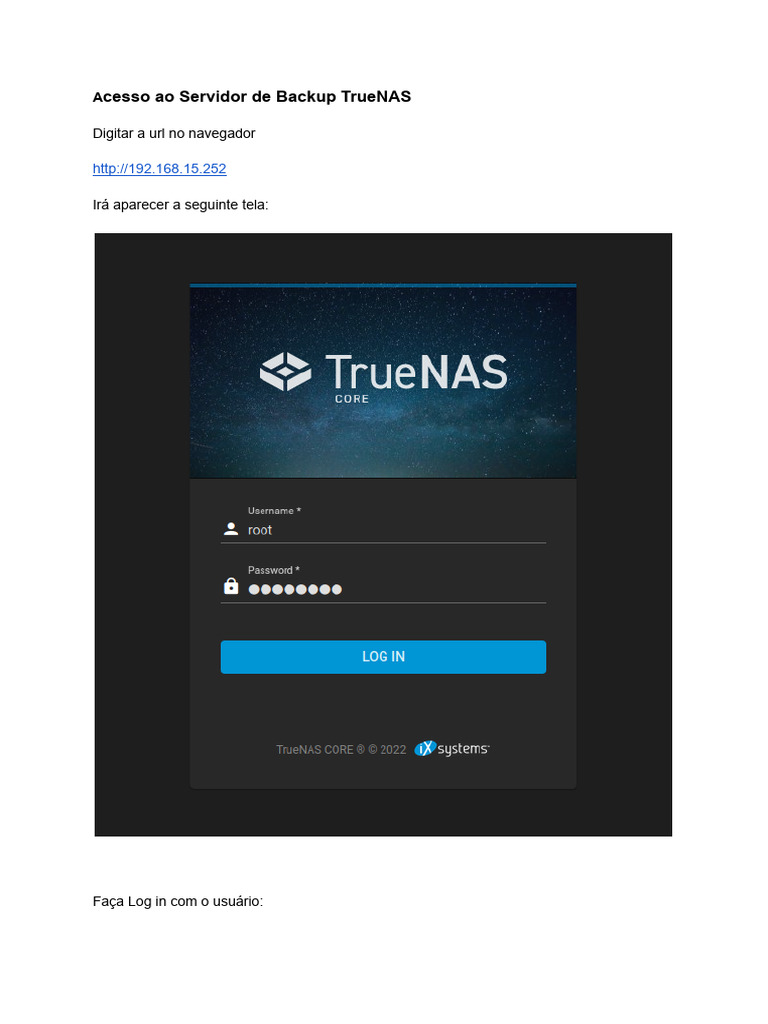 Acesso Ao Servidor de Backup TrueNAS | PDF