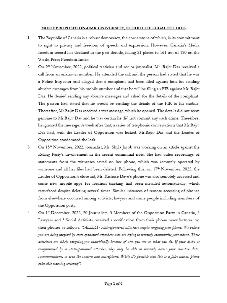 Moot proposition for 3 4 5 year ba bba 2 and 3 year llb pdf