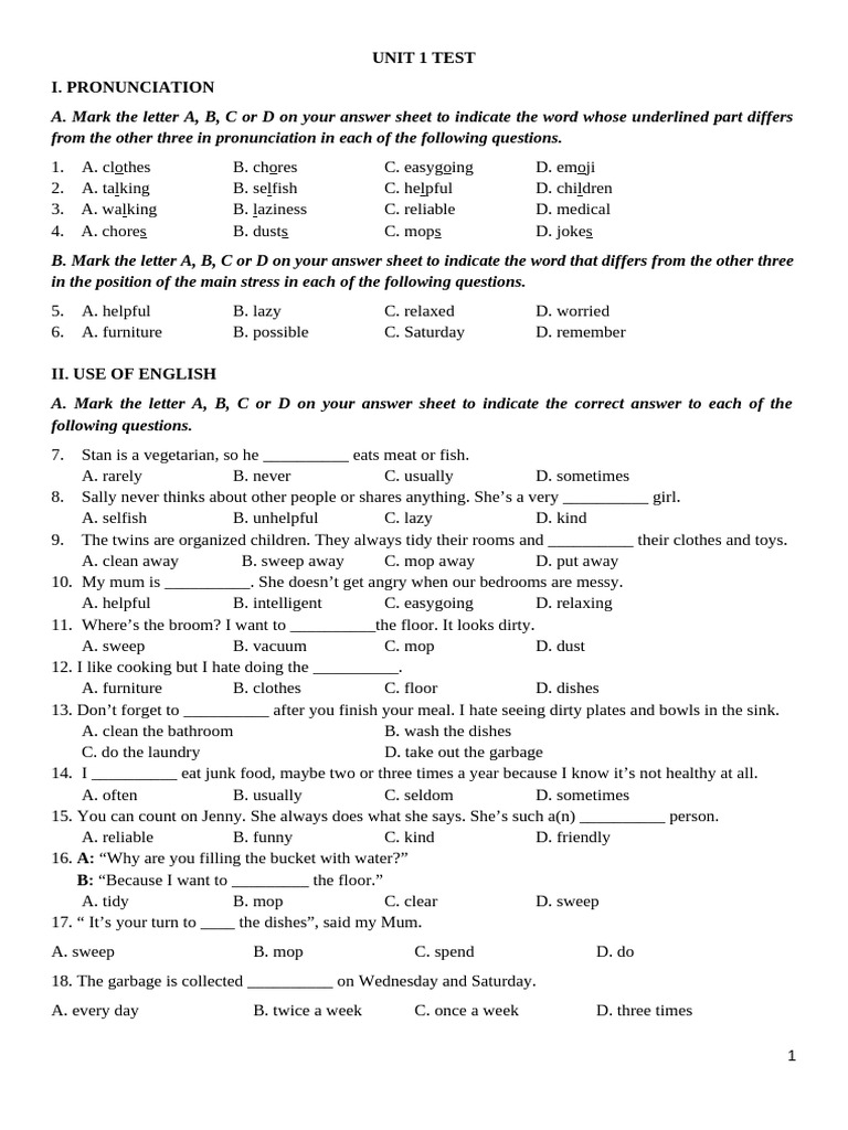 Smart World 10 - Unit 1 Test | PDF