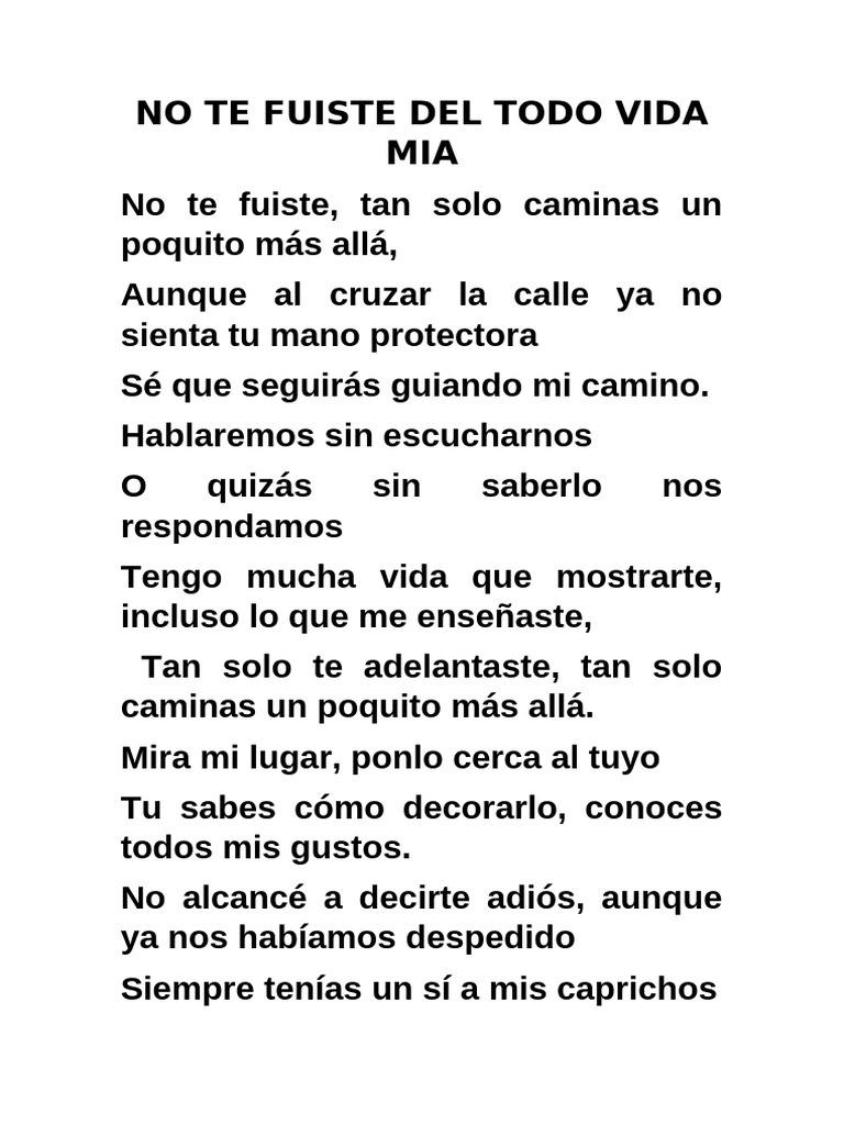 No Te Fuiste Del Todo Vida Mia | PDF