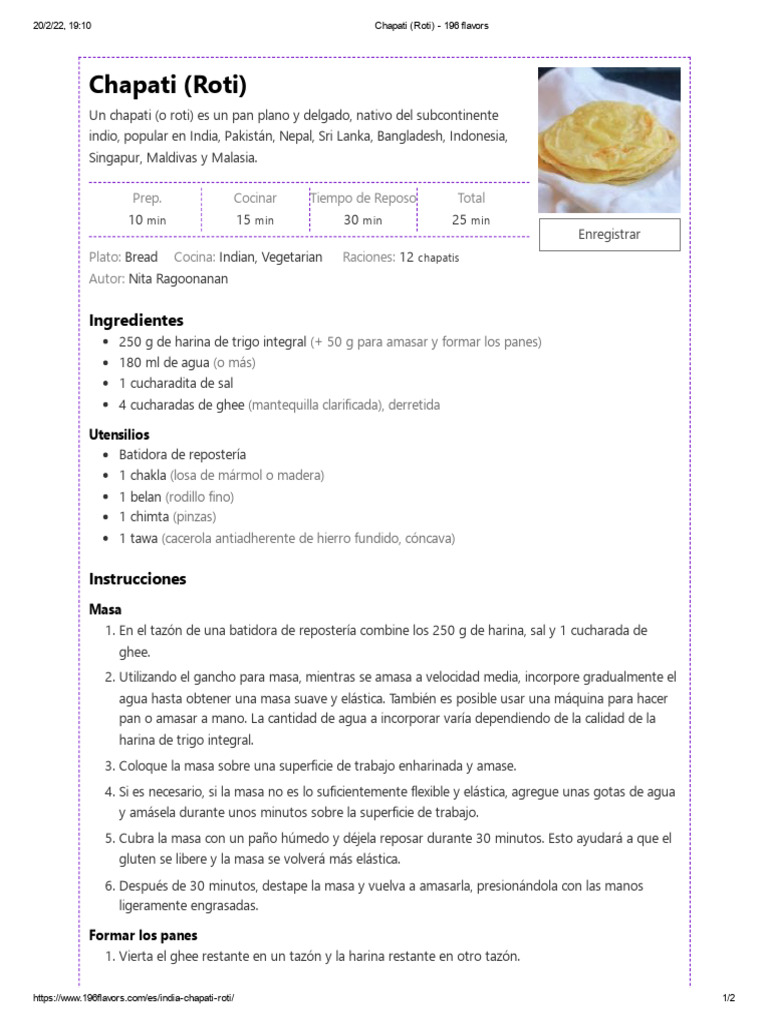 Chapati (Roti) Autor Nita Ragoonanan | PDF