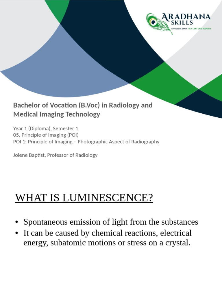 POI 1 Principle of Imaging - Photographic Aspect in Radiography | PDF