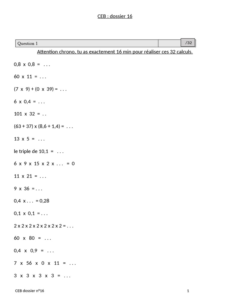 CEB 16 Multiplication | PDF