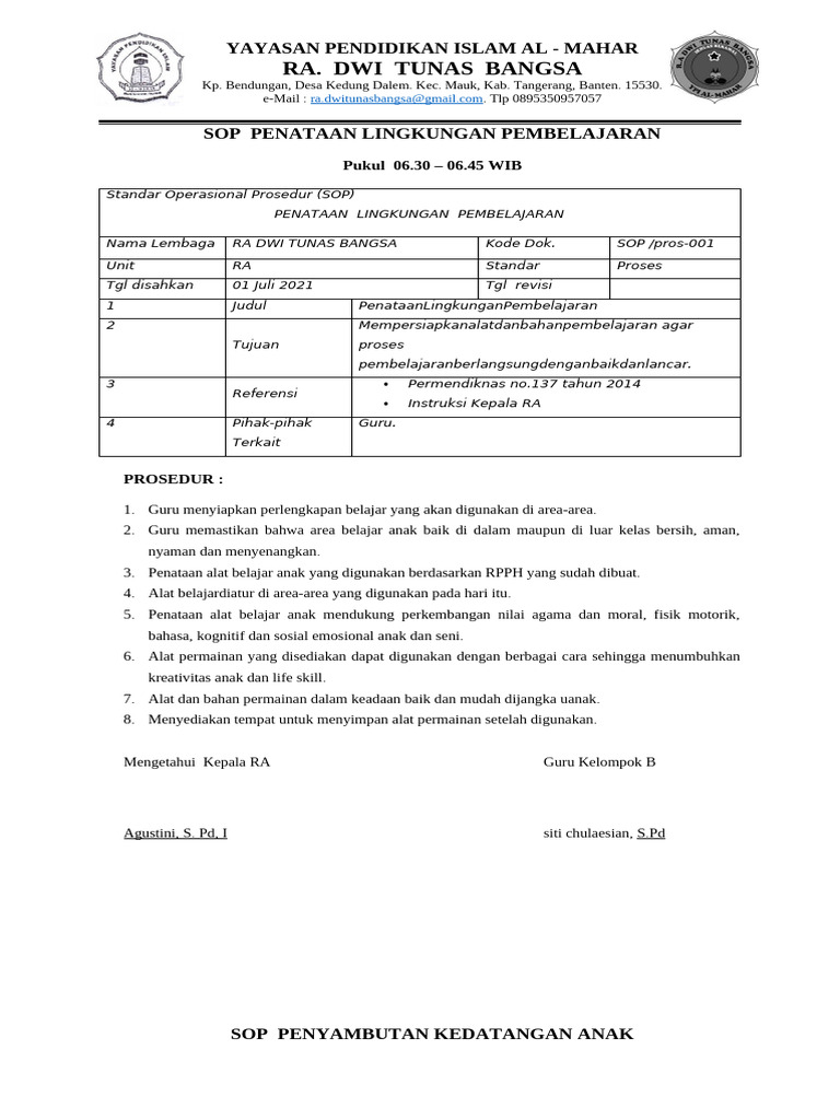 SOP Pembelajaran | PDF
