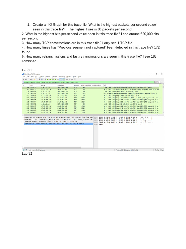 Wireshark Chapter 5 Labs and Challenge | PDF