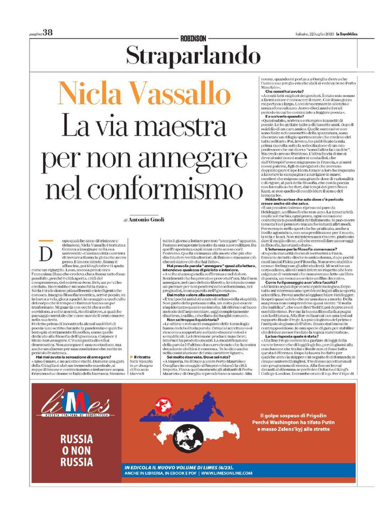 Nicla Vassallo La Via Maestra Per Non Annegare Nel Conformismo | PDF
