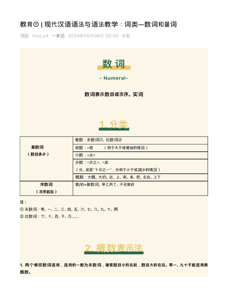 教育⑦ - 现代汉语语法与语法教学：词类-数词和量词 | PDF